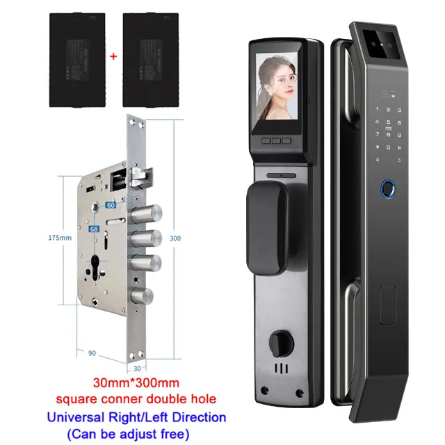 3D Face Recognition Unlock Digital Door Lock With Camera Finger print Password