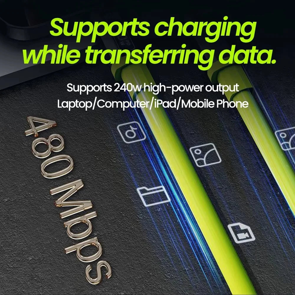 240W Type C To Type C Super Fast Charging Cable Universal High Power