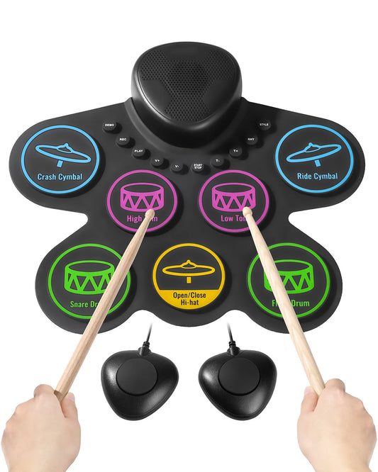 Electronic Drum Set for Kids – Portable Roll-Up Digital Drum Kit with MIDI