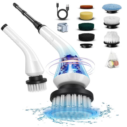 9-in-1 Electric Cleaning Brush Cordless Rotating Scrubber Multifunctional Household Cleaner for Kitchen Bathroom Floor