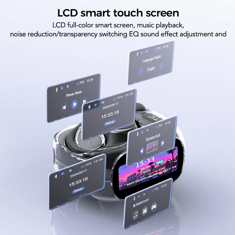 HD Screen Wireless Earphones Bluetooth Music Earbuds