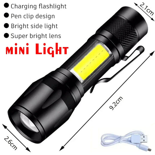 100000LM Super Bright Flashlight Type-C Rechargeable LED Torch Long