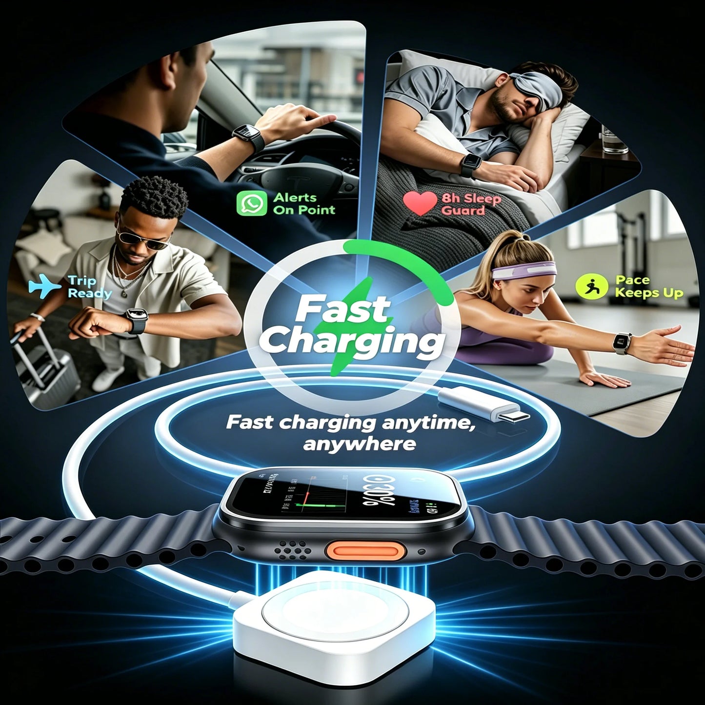 TIMESS Magnetic USB A TYPE-C Watch Charger