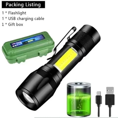 100000LM Super Bright Flashlight Type-C Rechargeable LED Torch Long