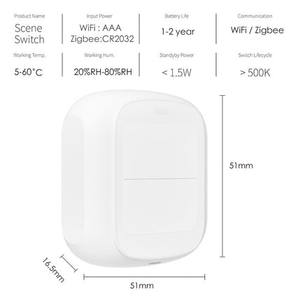 Tuya Smart WiFi/Zigbee 2-Button Wireless Scene Switch