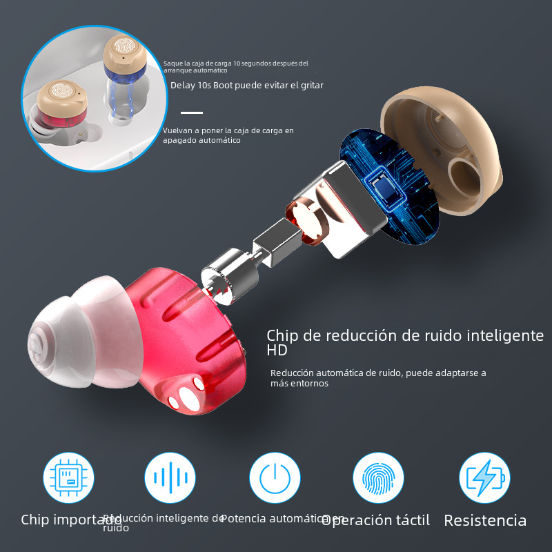 Bluetooth Hearing Amplifier with Magnetic Charging Case